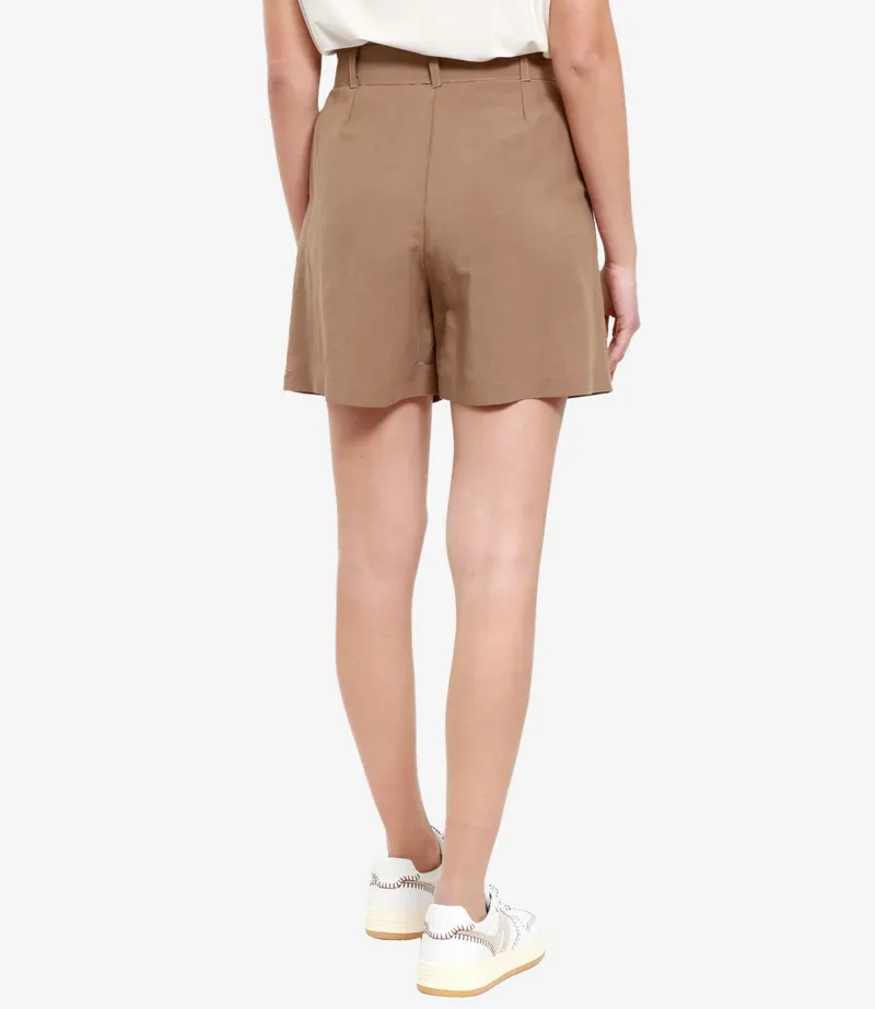 SHORTS BEIGE IN MISTO LINO