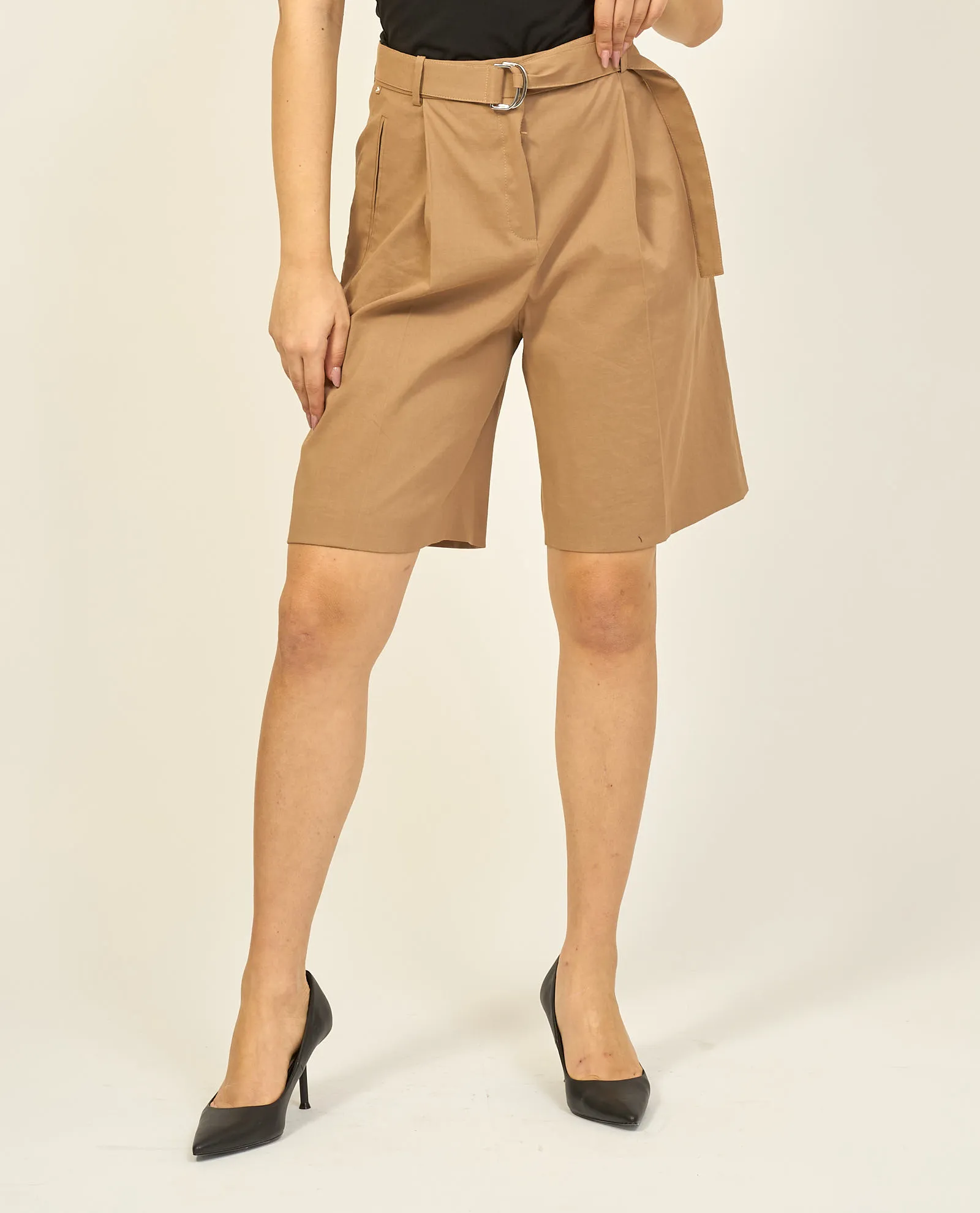 Shorts Boss relaxed fit in misto lino elasticizzato