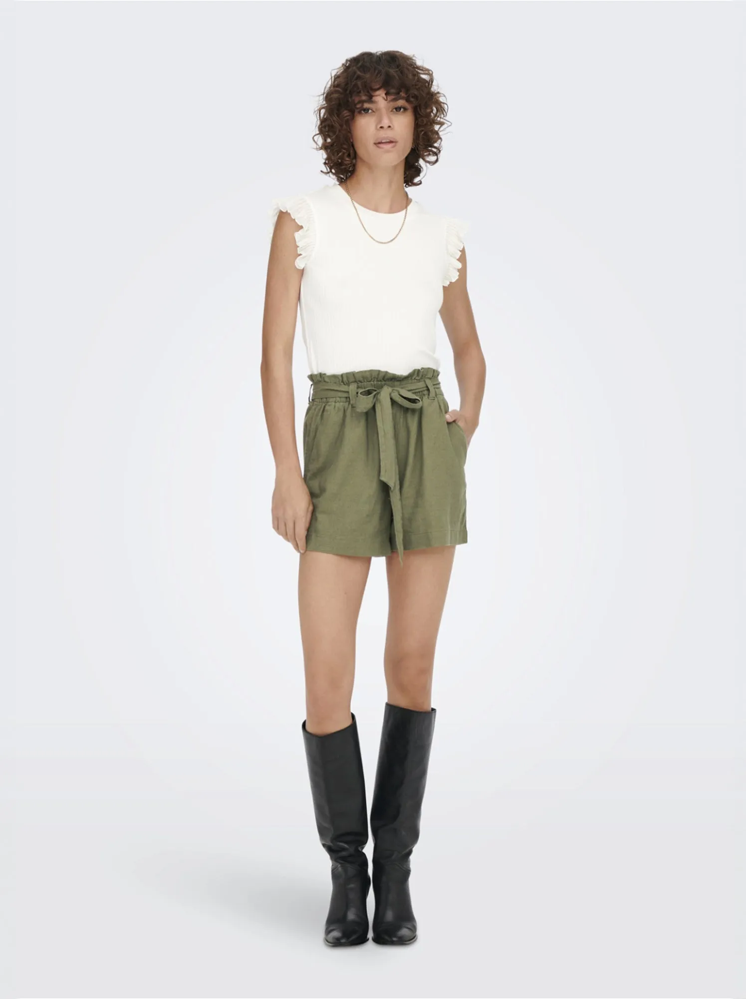 Shorts in lino 'JDY' - KAKI