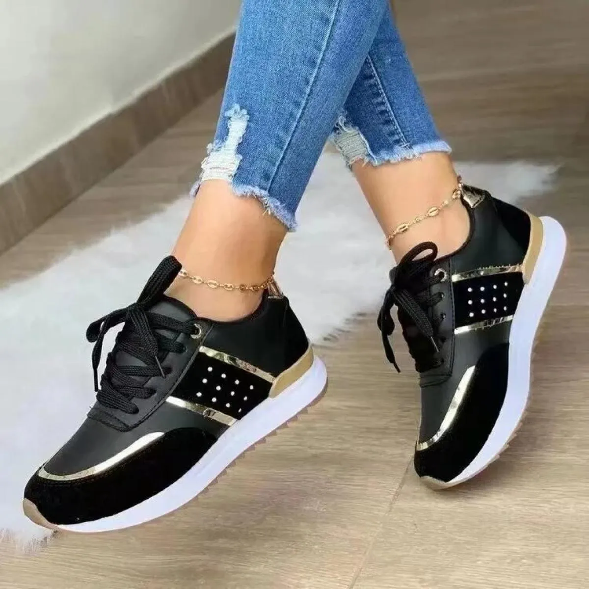 Sneakers Scarpe con plateau da donna Patchwork in pelle Scarpe casual da donna Scarpe sportive da donna Outdoor Running vulcaniz