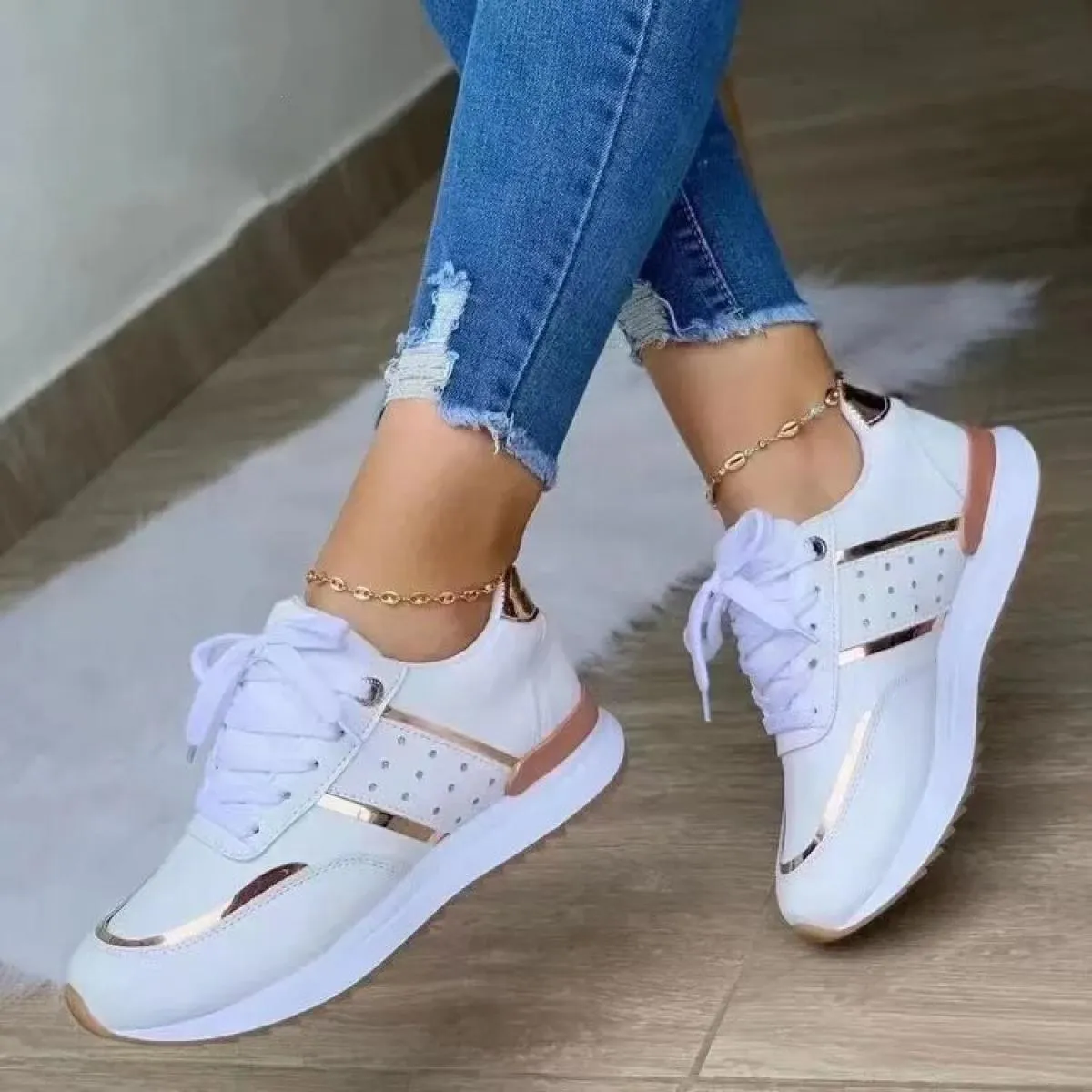 Sneakers Scarpe con plateau da donna Patchwork in pelle Scarpe casual da donna Scarpe sportive da donna Outdoor Running vulcaniz
