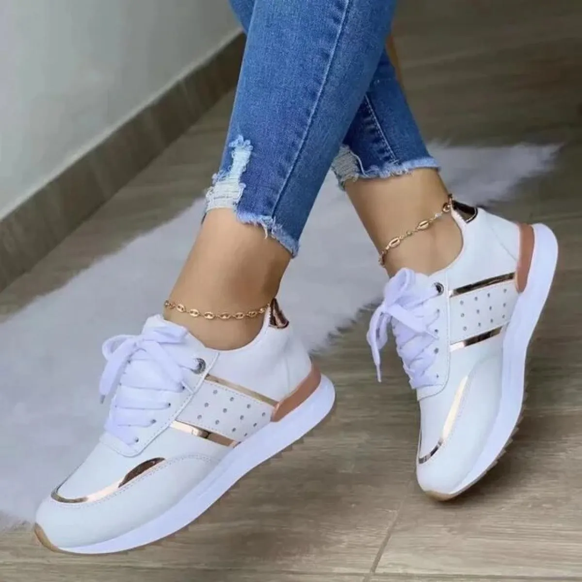 Sneakers Scarpe con plateau da donna Patchwork in pelle Scarpe casual da donna Scarpe sportive da donna Outdoor Running vulcaniz
