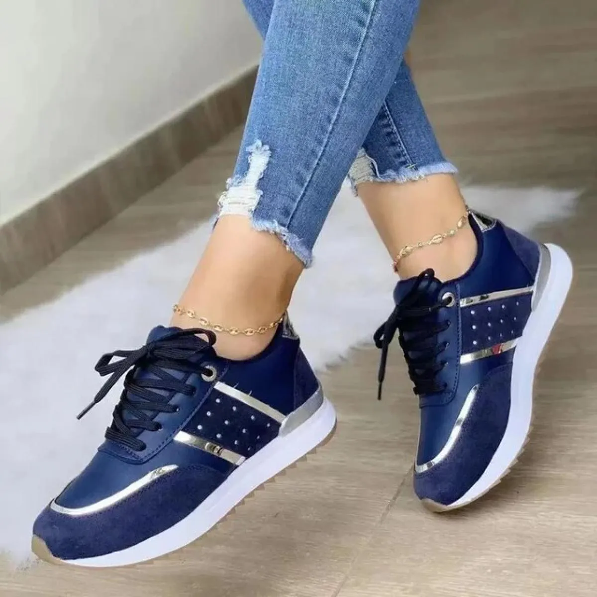 Sneakers Scarpe con plateau da donna Patchwork in pelle Scarpe casual da donna Scarpe sportive da donna Outdoor Running vulcaniz