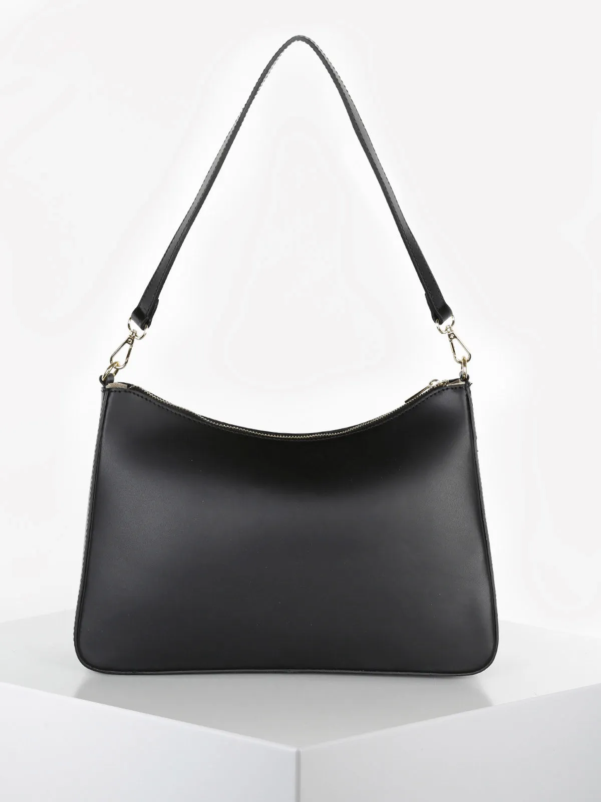Solada Starre Baguette-Tasche aus echtem Leder