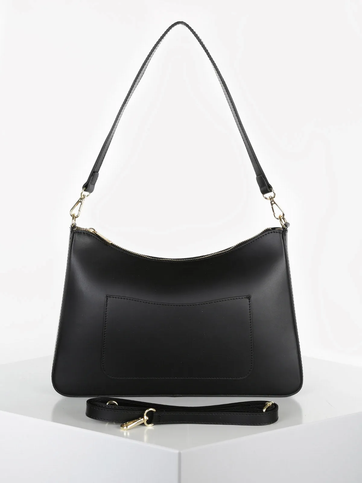 Solada Starre Baguette-Tasche aus echtem Leder