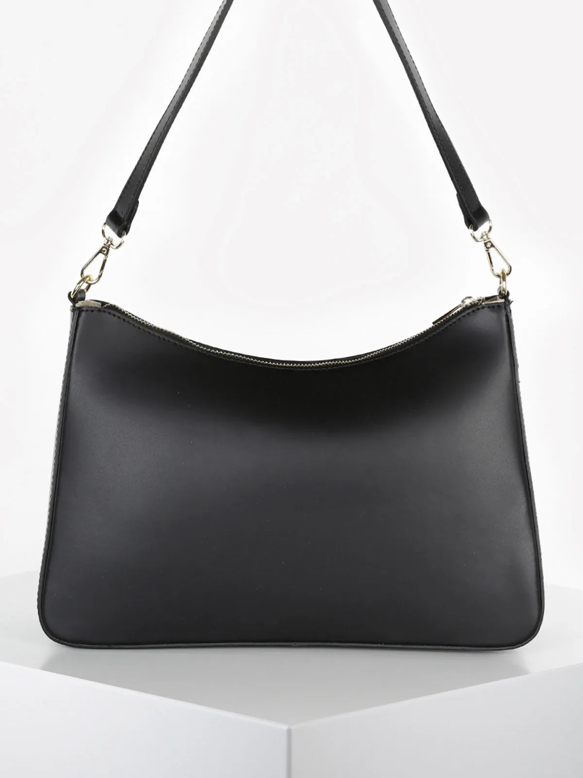 Solada Starre Baguette-Tasche aus echtem Leder