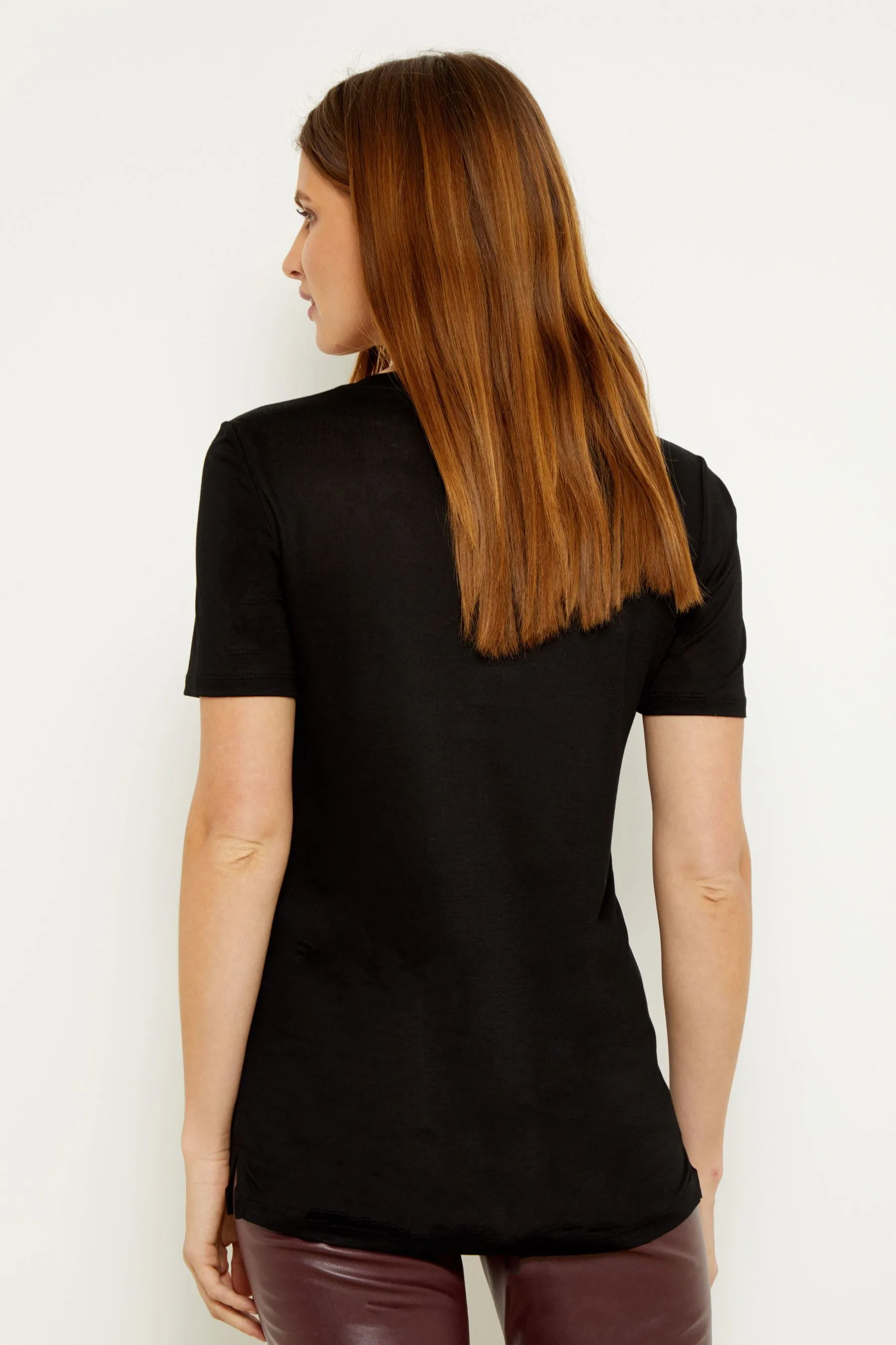 Sosandar - T-shirt in jersey premium super morbido con scollo a V    