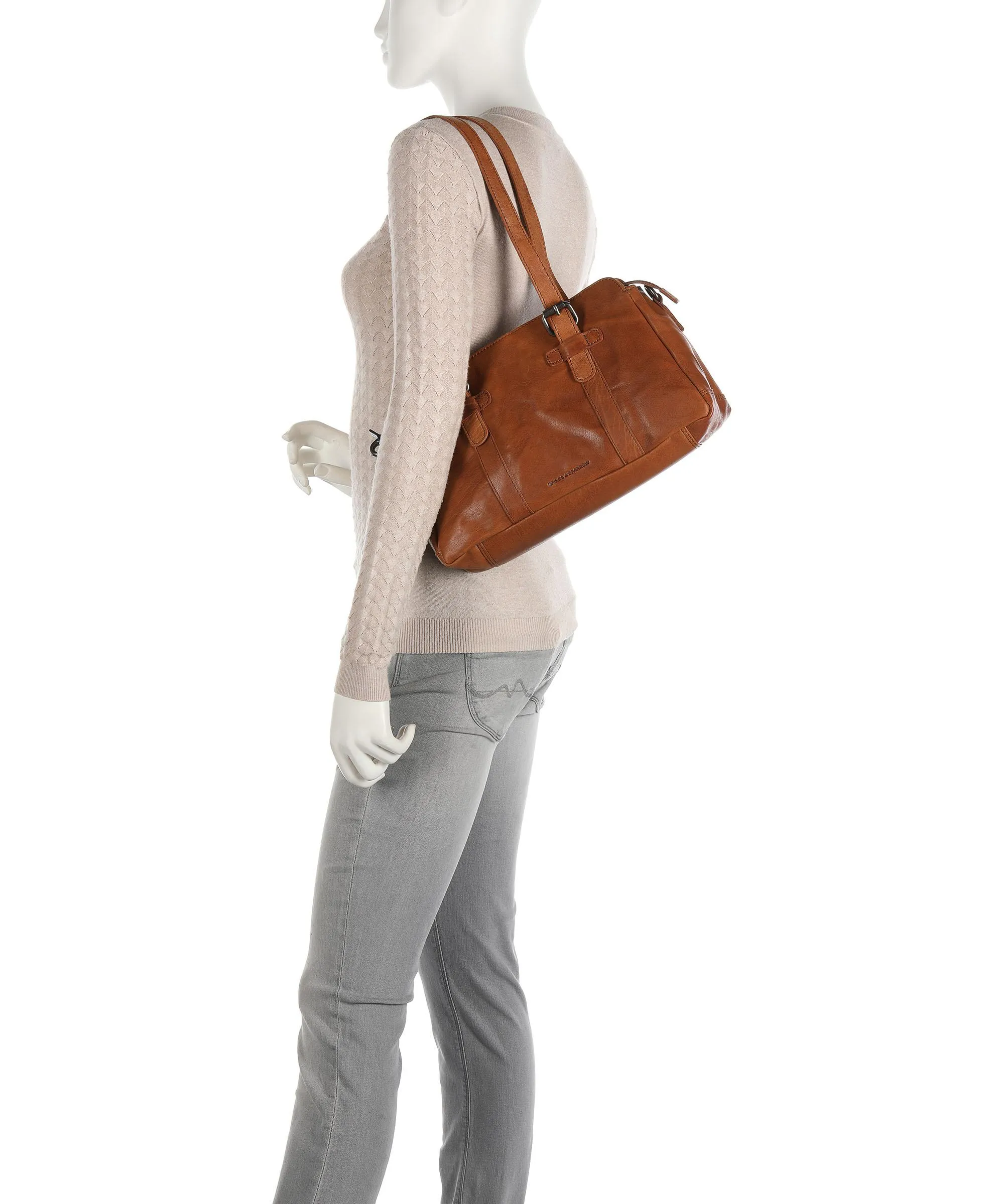 Spikes & Sparrow Bronco Borsa a spalla pelle di bufalo cognac  