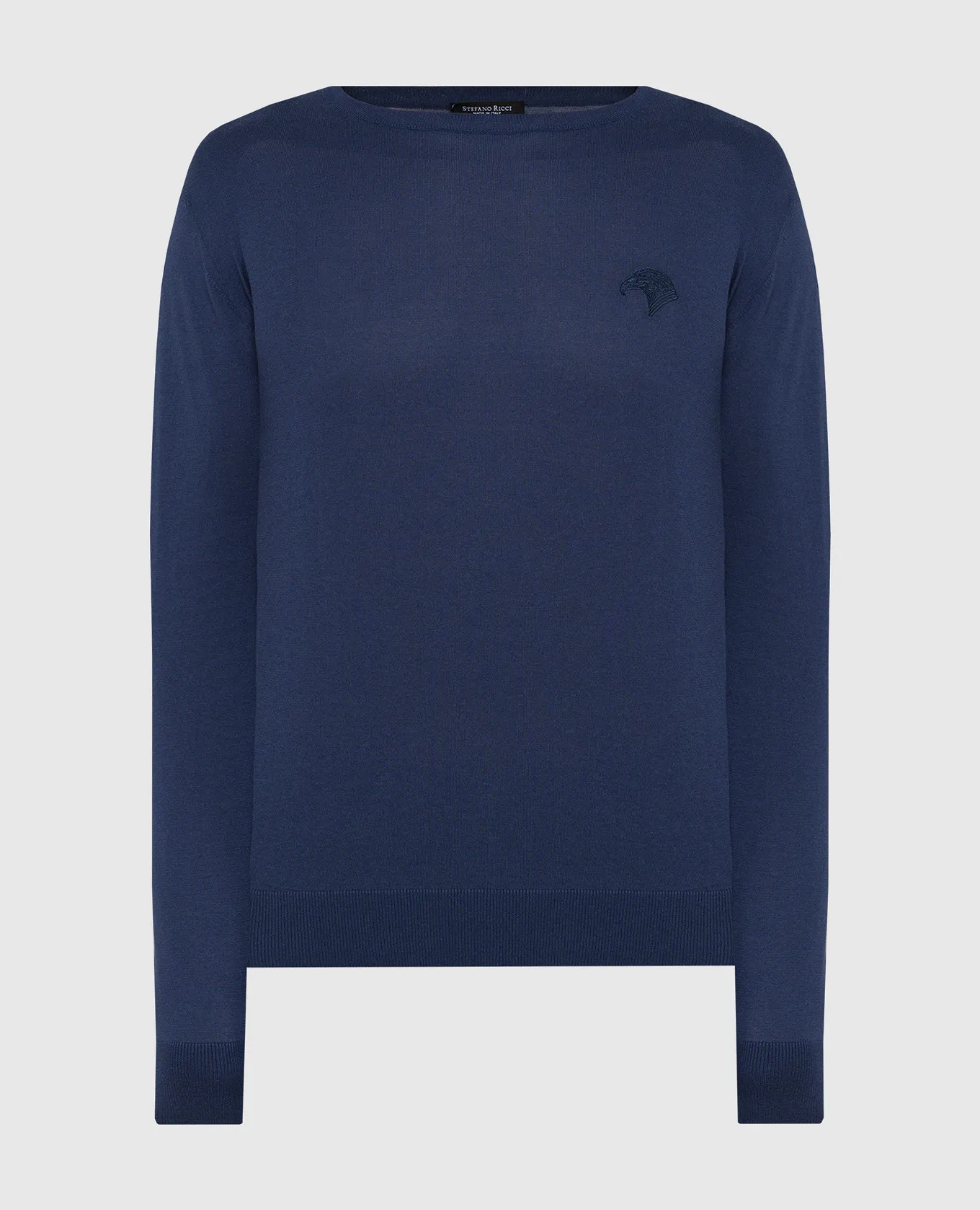 Stefano Ricci Maglia blu con ricamo logo testa d'aquila K313030G01F24145