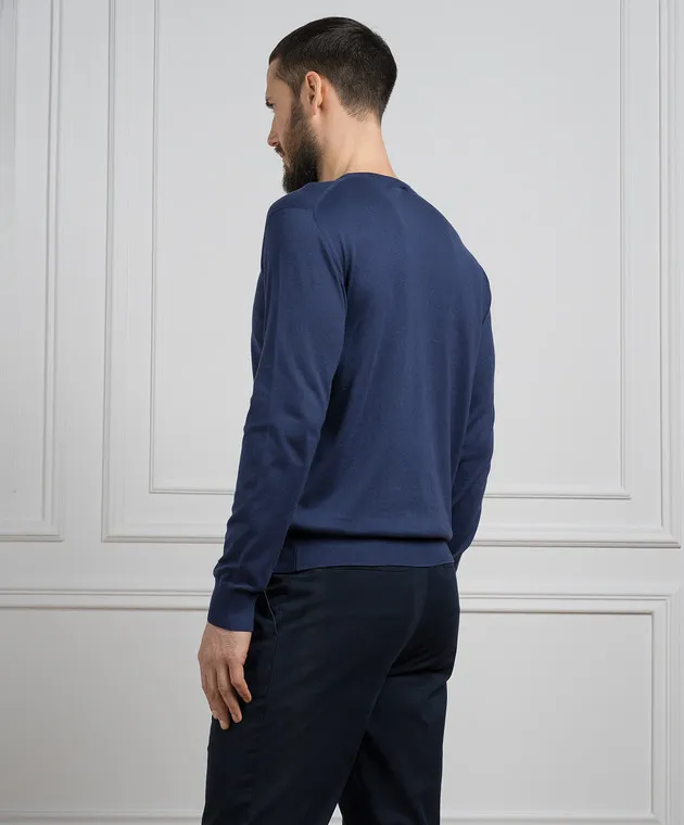 Stefano Ricci Maglia blu con ricamo logo testa d'aquila K313030G01F24145