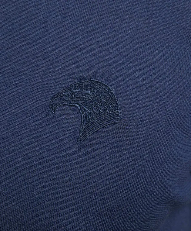 Stefano Ricci Maglia blu con ricamo logo testa d'aquila K313030G01F24145
