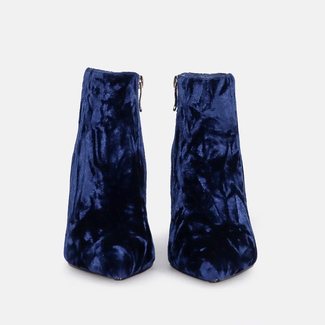 Stivaletto Jeannot in velluto blu con tacco di design