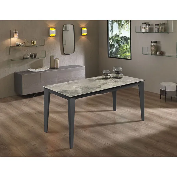 Stones Tavolo Allungabile (120/170 x 80 cm), marmo antracite