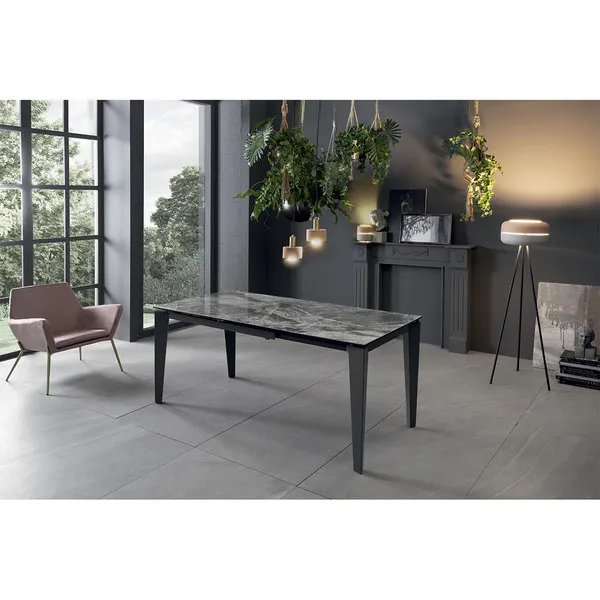 Stones Tavolo Allungabile (120/170 x 80 cm), marmo antracite