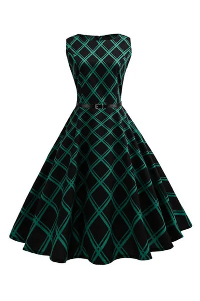 Swing Green Plaid 1950s Abito
