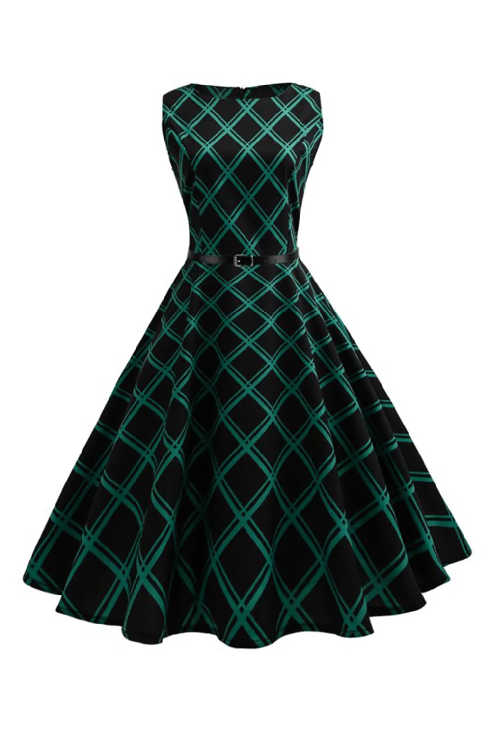 Swing Green Plaid 1950s Abito