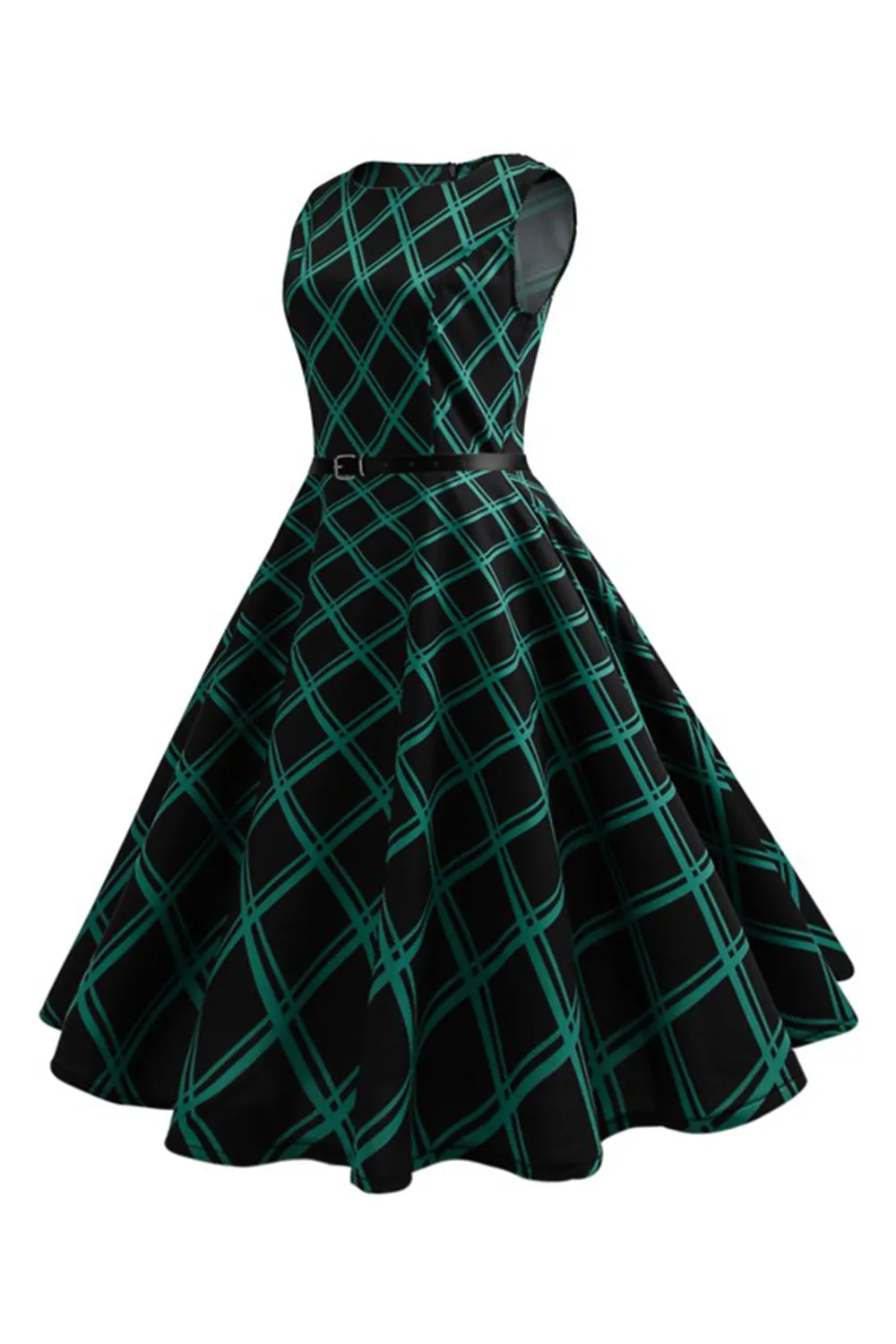 Swing Green Plaid 1950s Abito