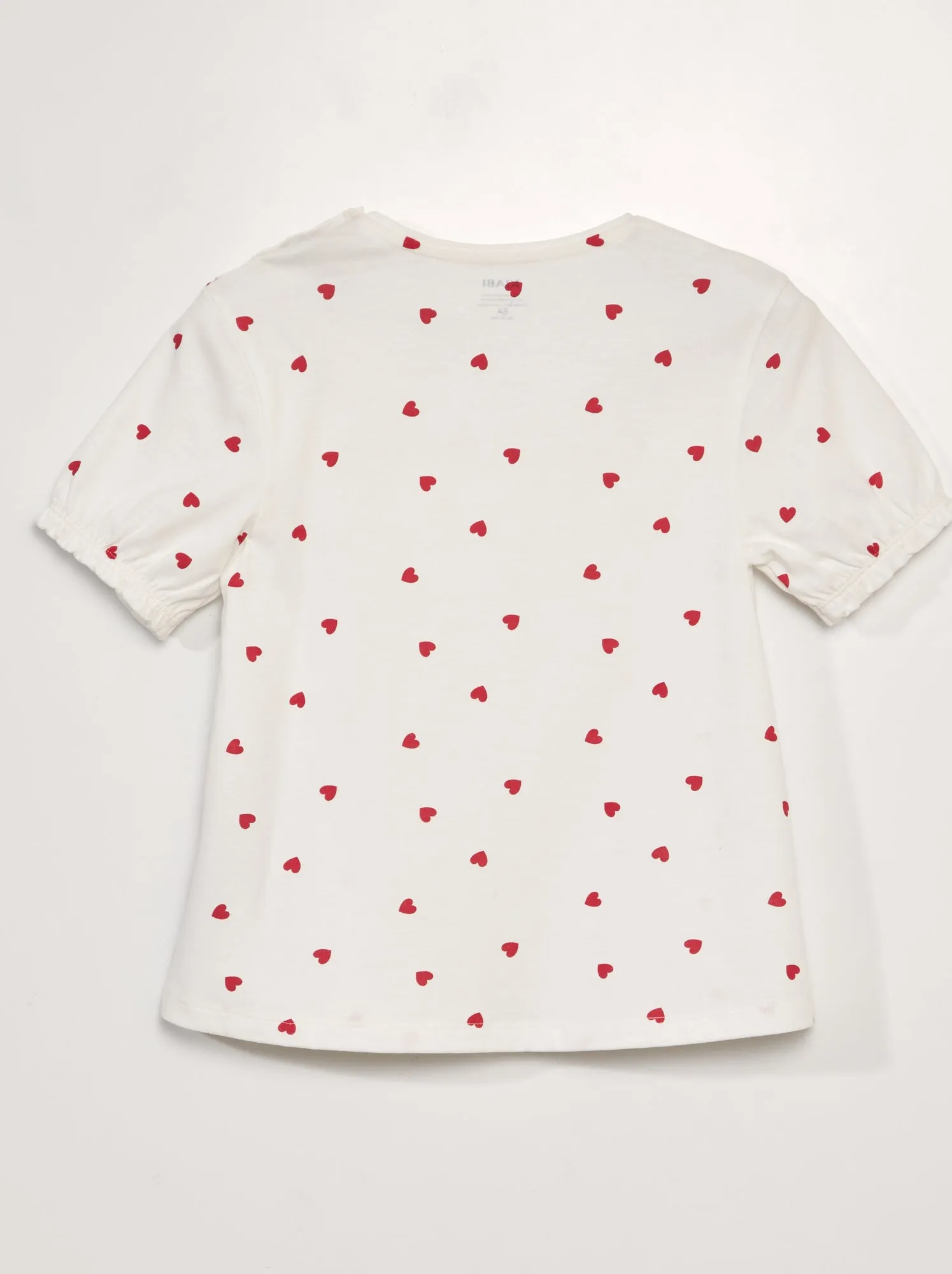 T-shirt adattiva con volant e motivo 'cuore' - BIANCO
