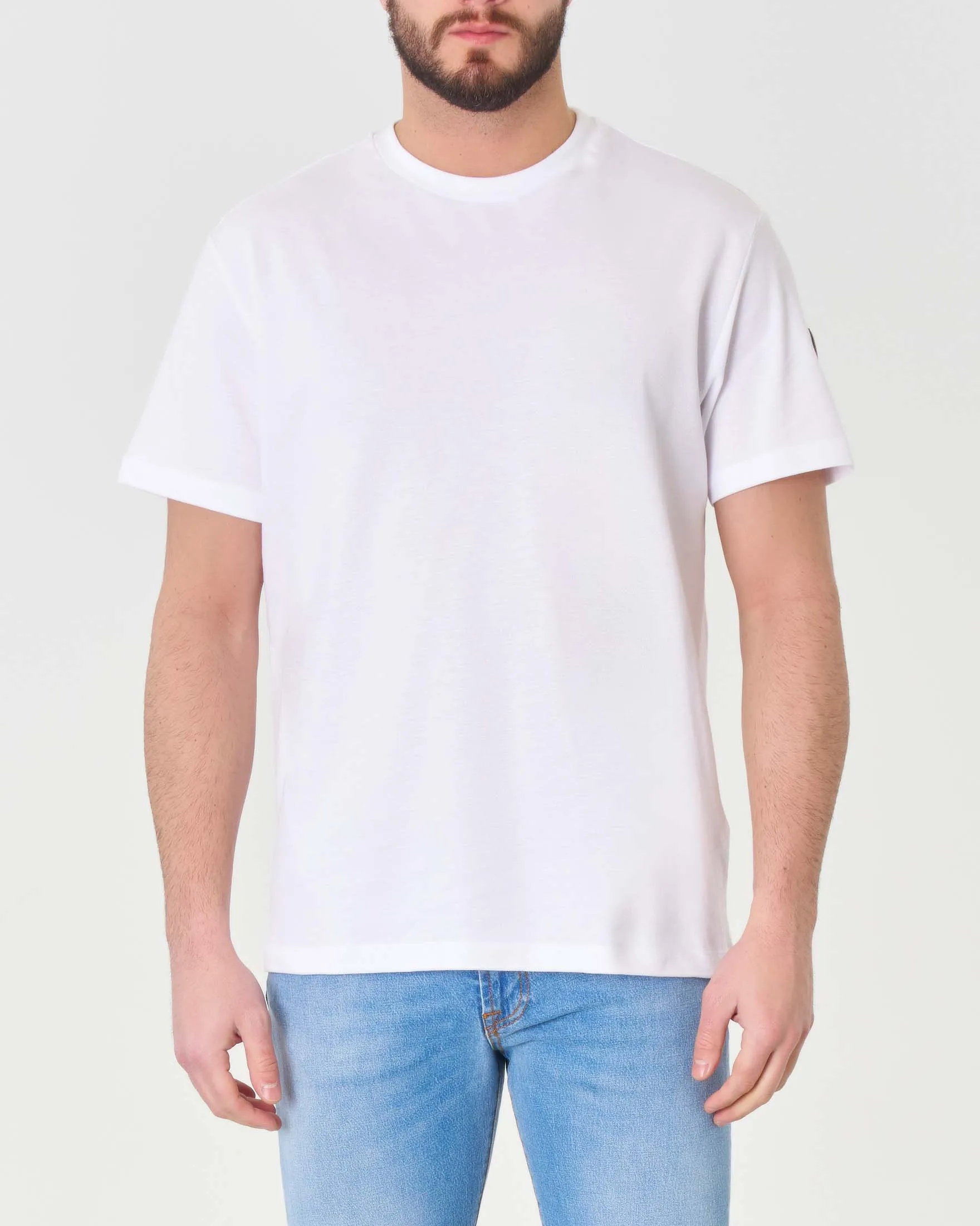 T-shirt bianca mezza manica in piquè di cotone