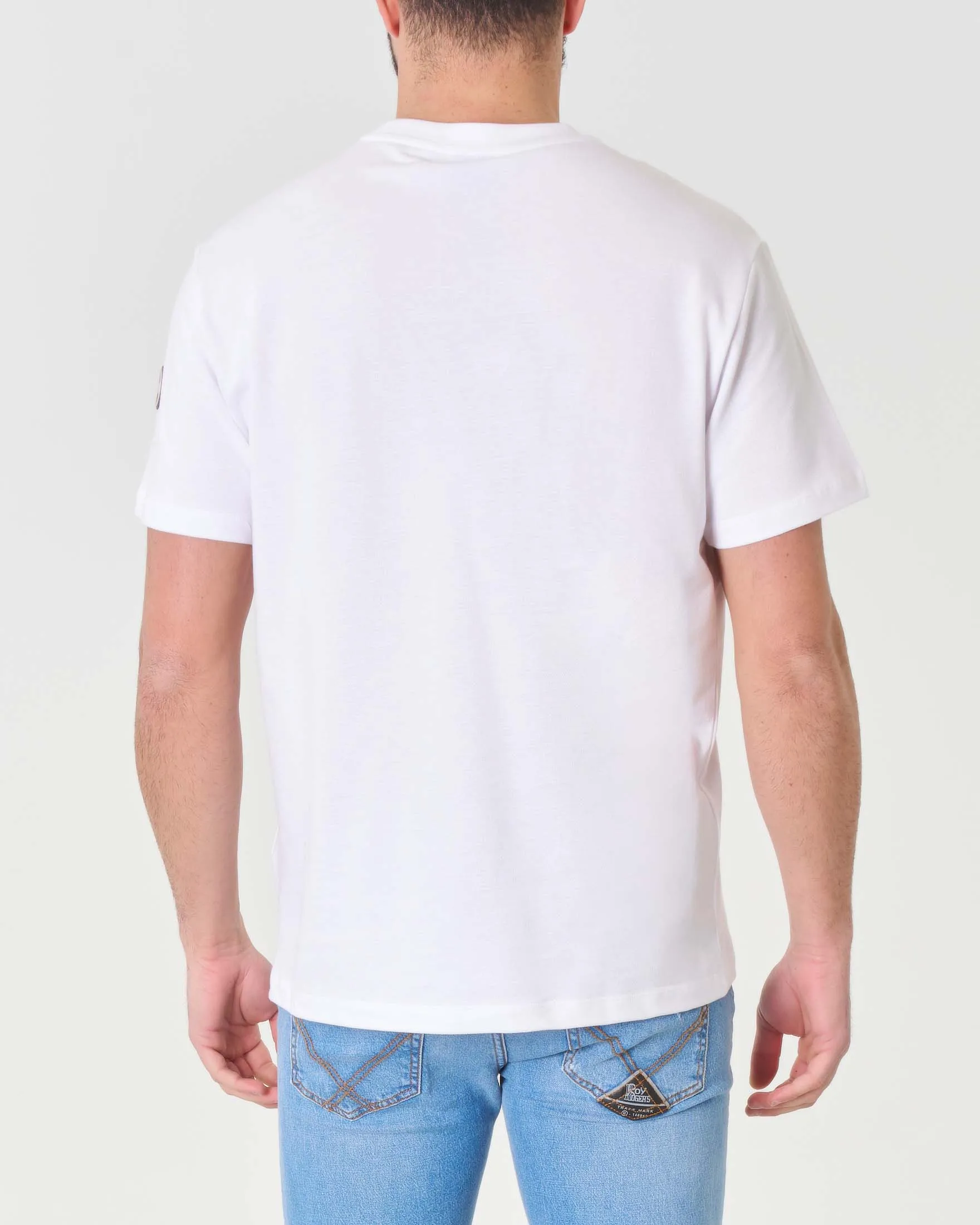 T-shirt bianca mezza manica in piquè di cotone