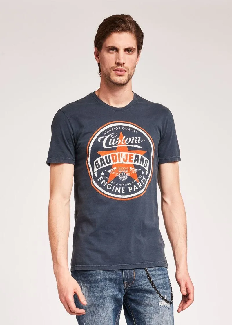 T-shirt con dettagli floccati