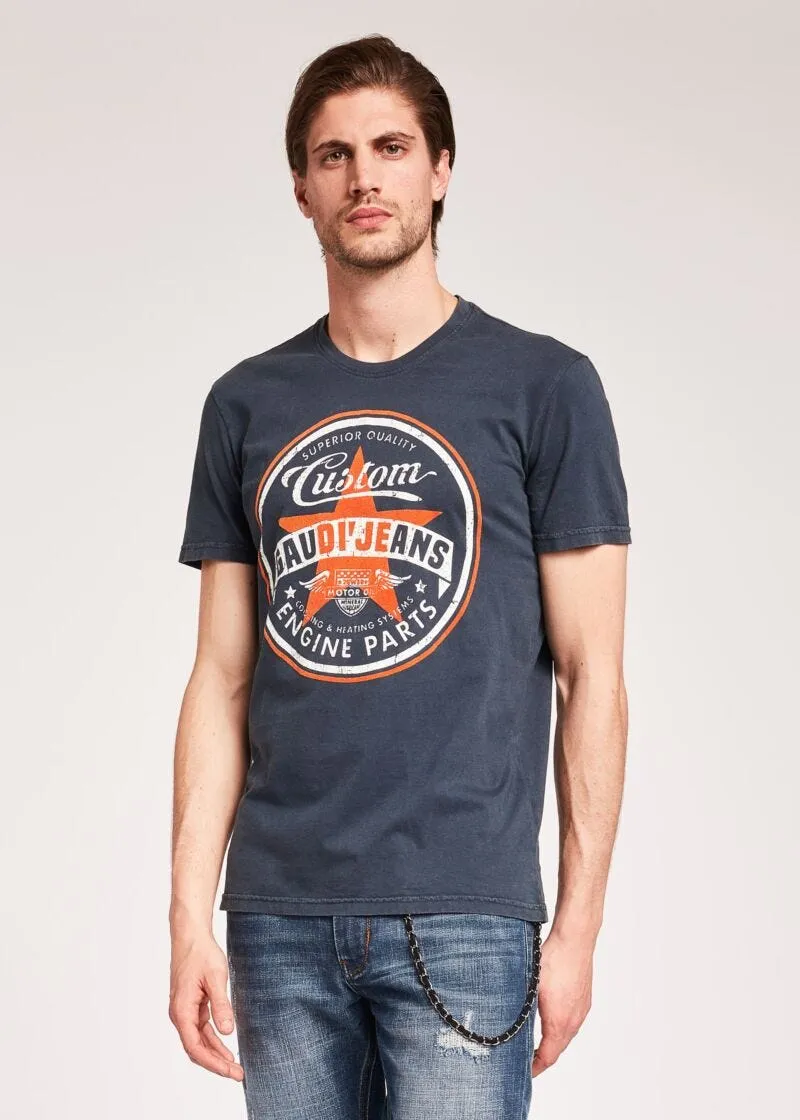 T-shirt con dettagli floccati