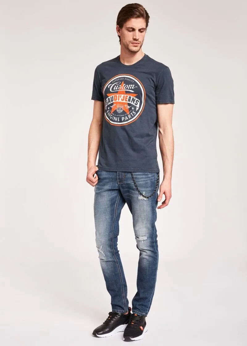 T-shirt con dettagli floccati