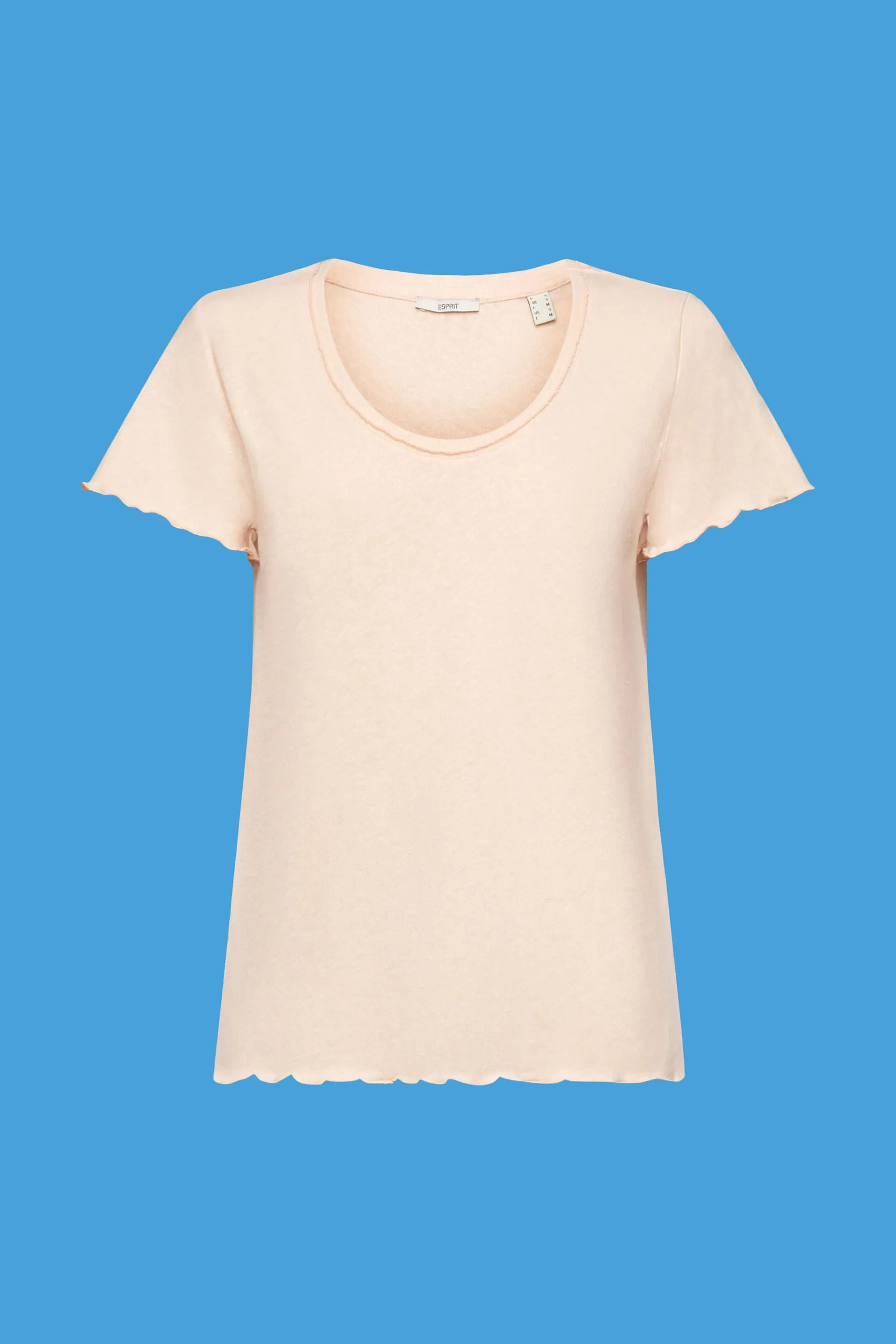 T-shirt con orli arrotolati, misto cotone e lino