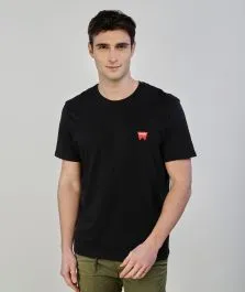 T-shirt girocollo nera con logo