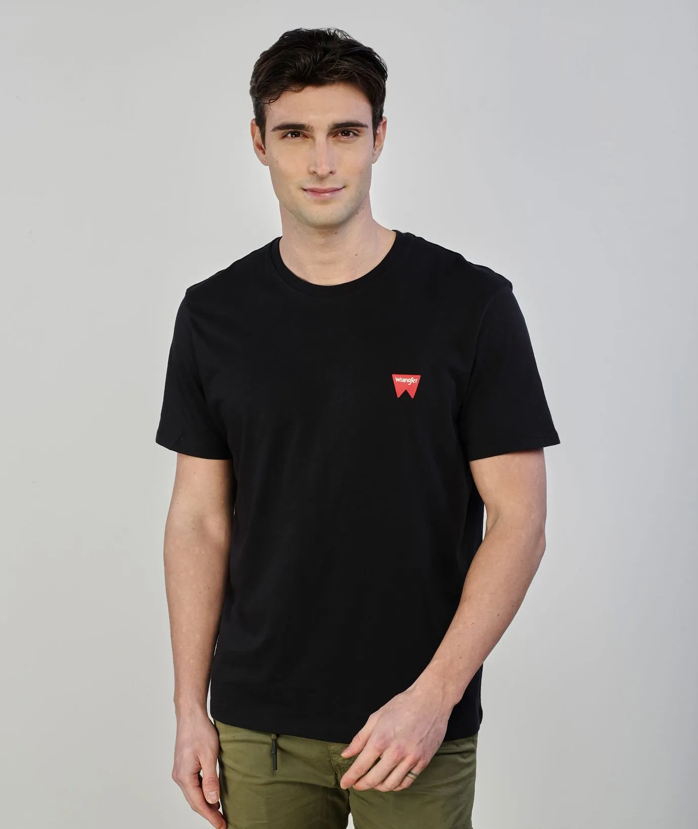 T-shirt girocollo nera con logo