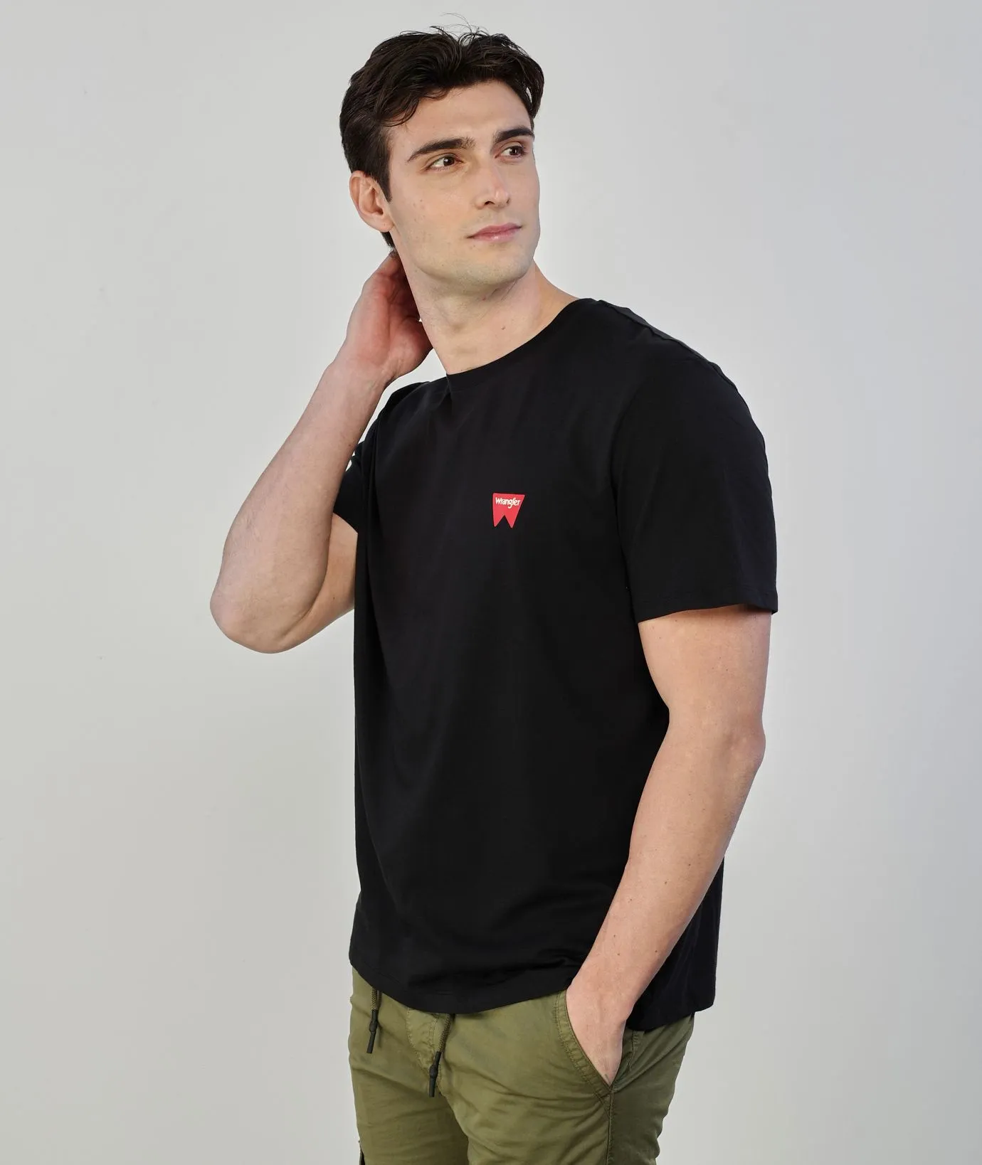 T-shirt girocollo nera con logo