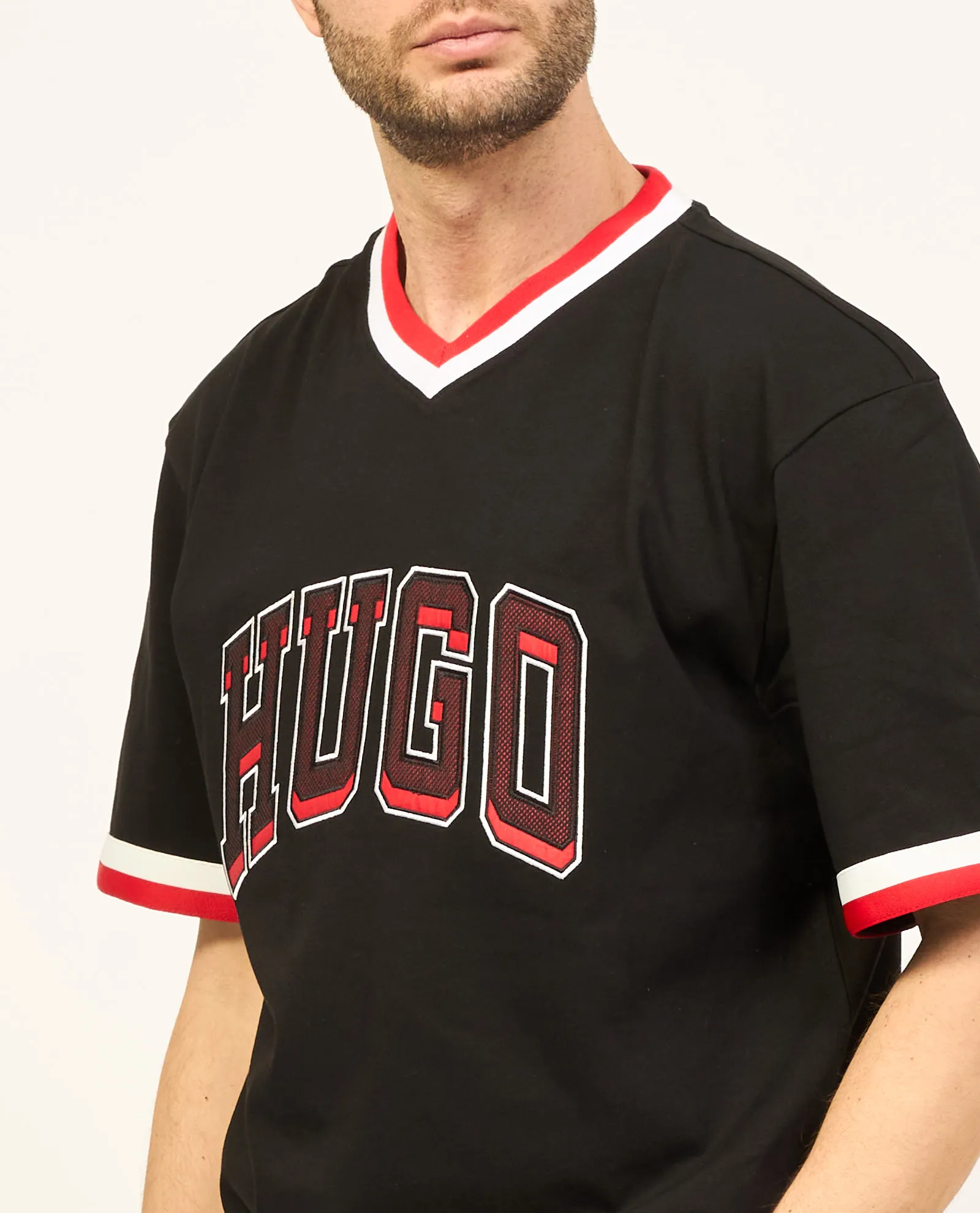T-shirt Hugo relaxed fit in jersey di cotone con logo sportivo