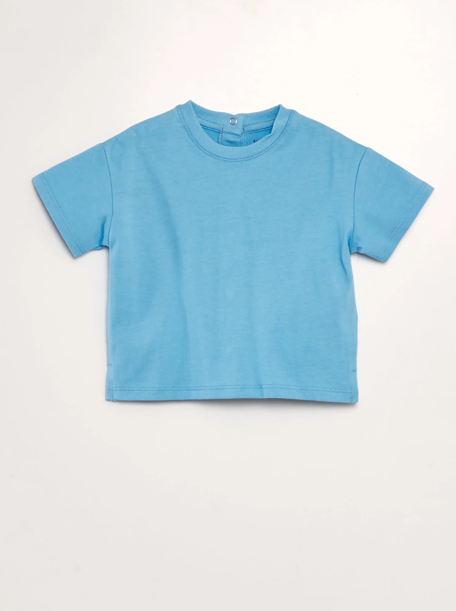 T-shirt in cotone con bottoni a pressione dietro - Tough Cotton - Unisex - BLU