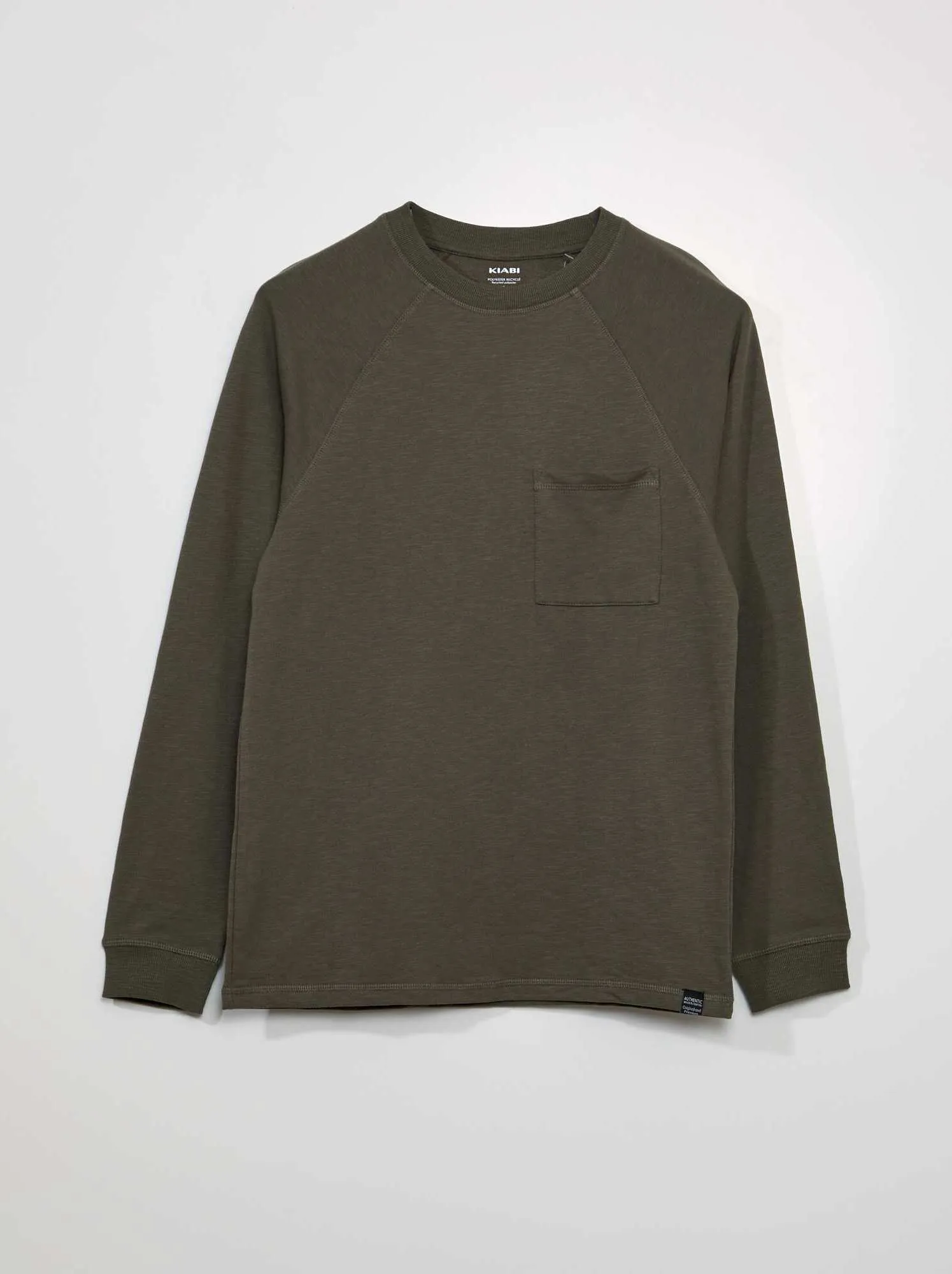 T-shirt pesante a maniche lunghe - KAKI