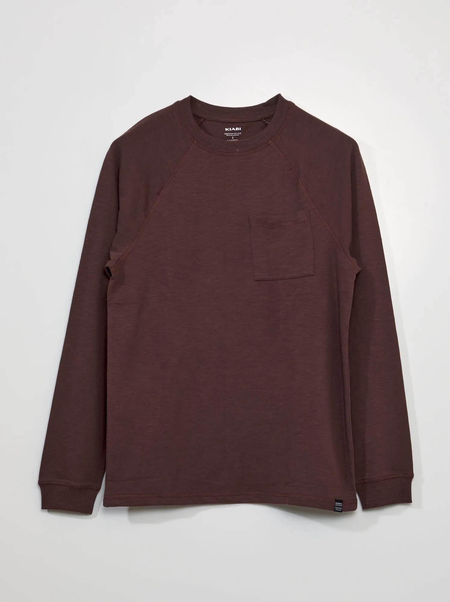 T-shirt pesante a maniche lunghe - MARRONE