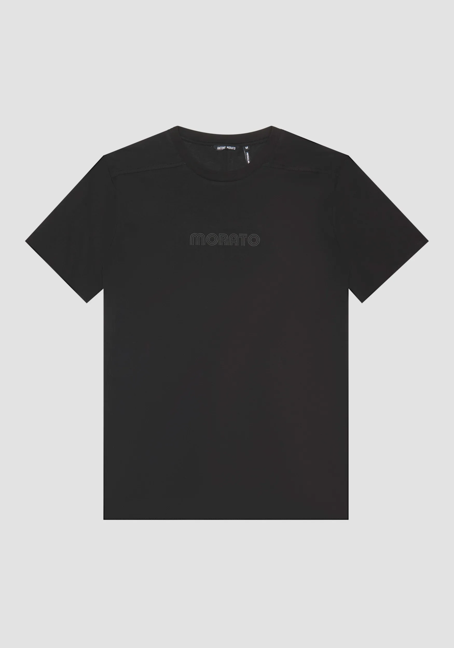 T-SHIRT REGULAR FIT IN JERSEY DI COTONE CON STAMPA LOGO IN RILIEVO