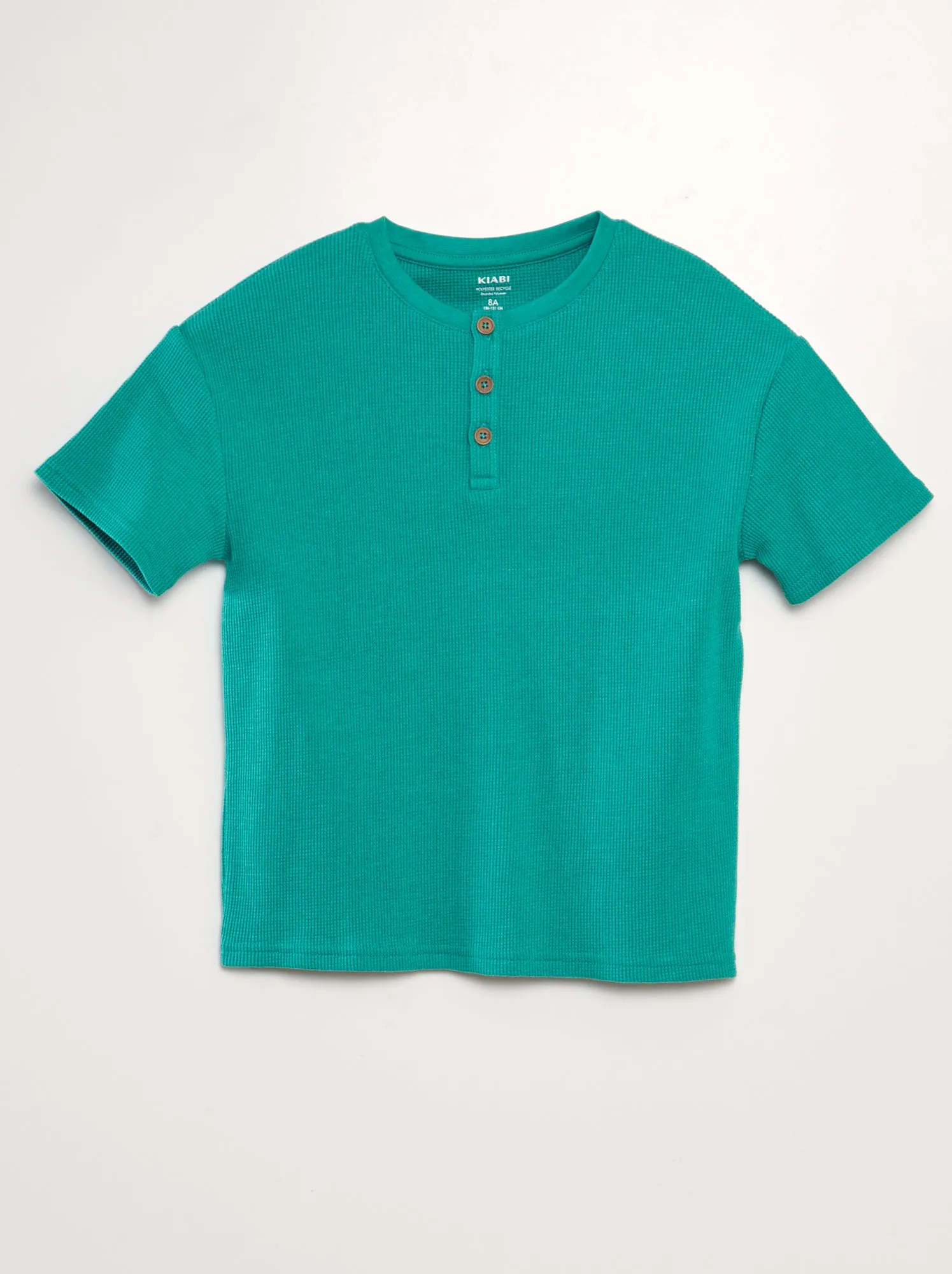 T-shirt testurizzata con collo serafino - VERDE