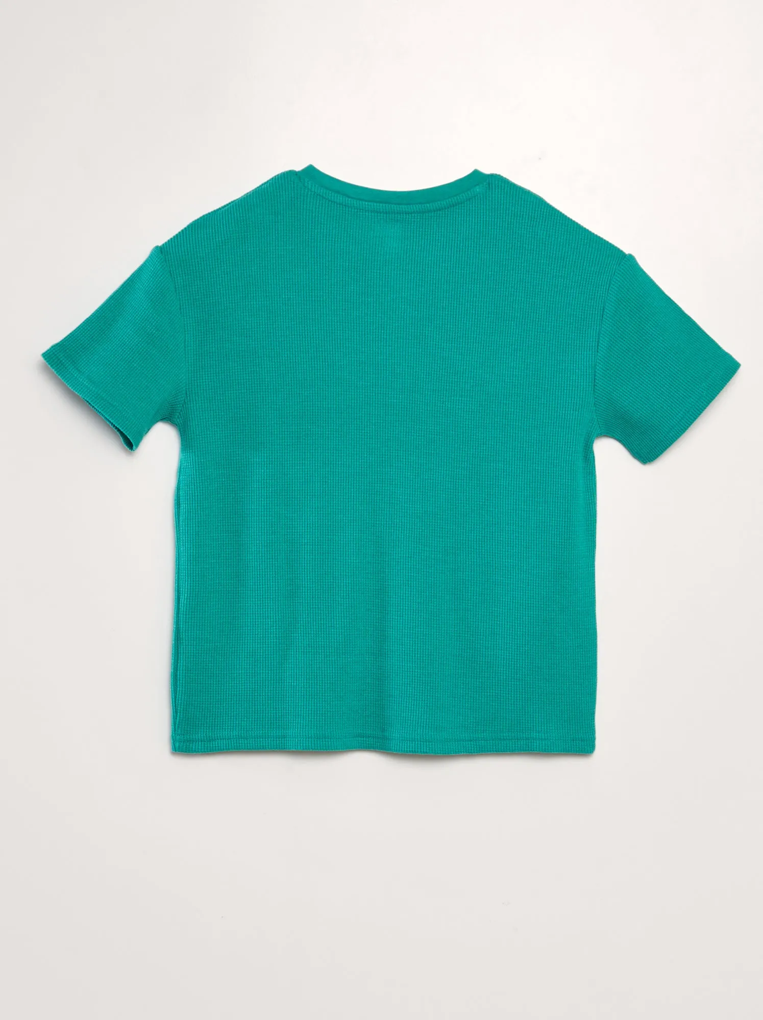 T-shirt testurizzata con collo serafino - VERDE