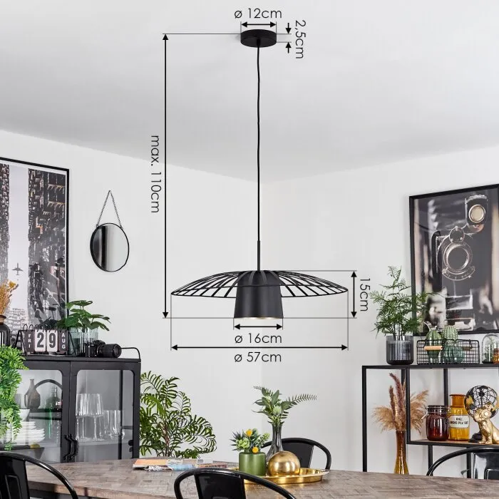 Tanakou Lampadario a sospensione Nero, 1-Luce