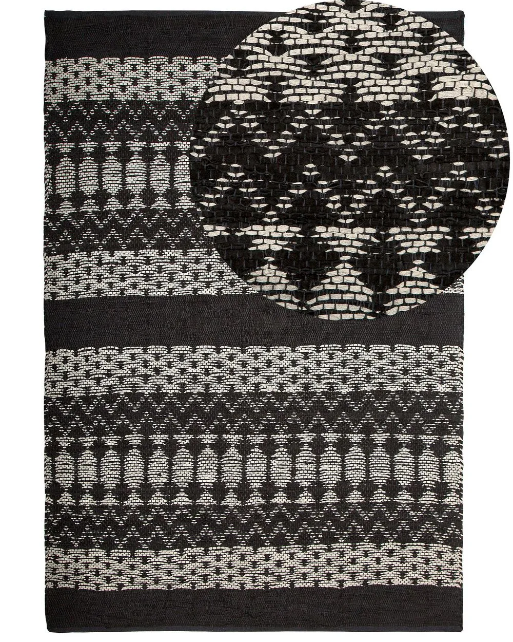Tappeto in pelle nero/beige 140 x 200 cm SOKUN