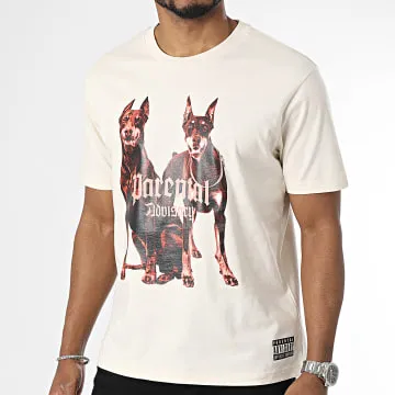 Tee Shirt Oversize Large Front Dogs Beige