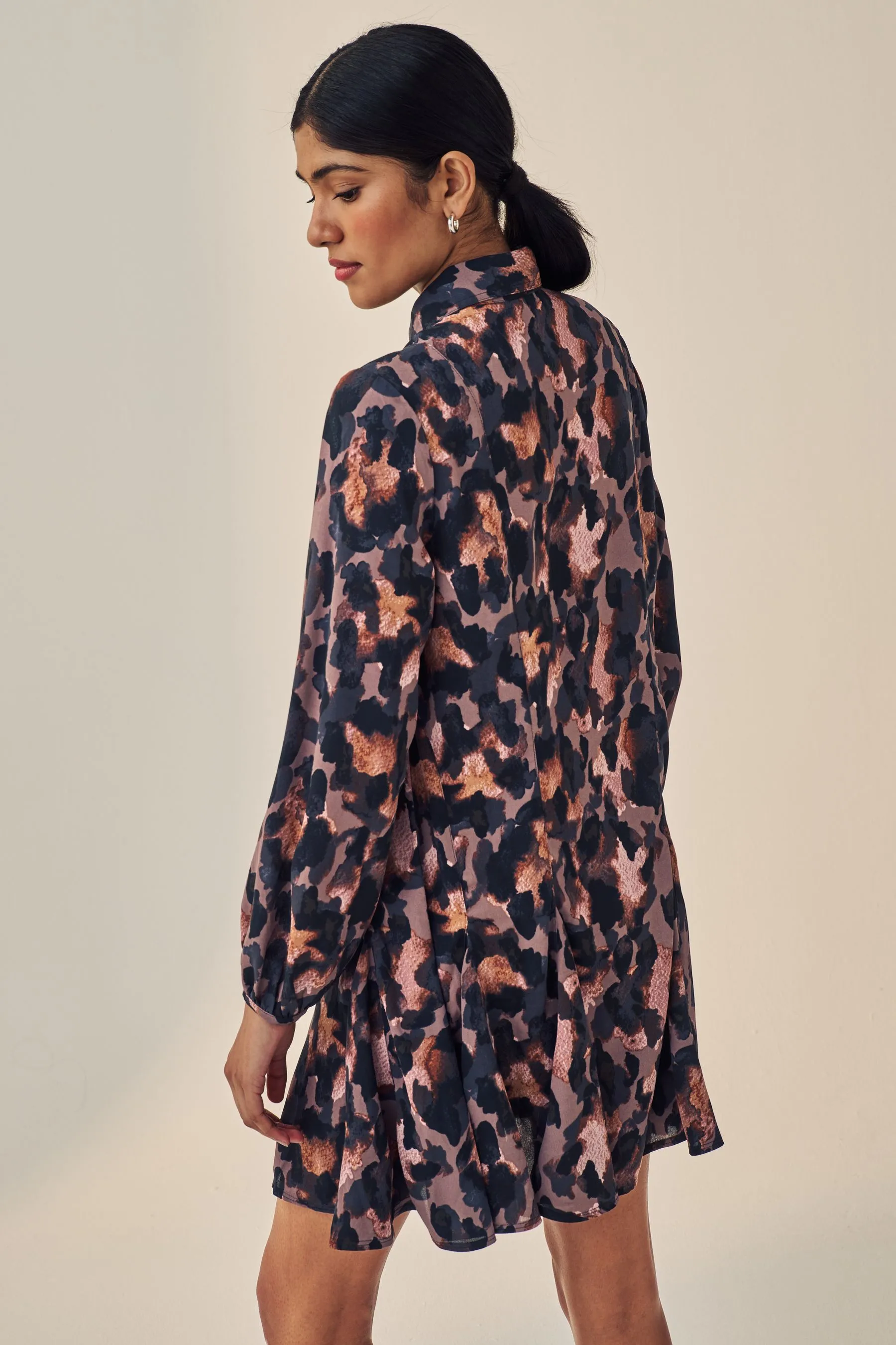 Tie Bow Long Sleeve Mini Dress    