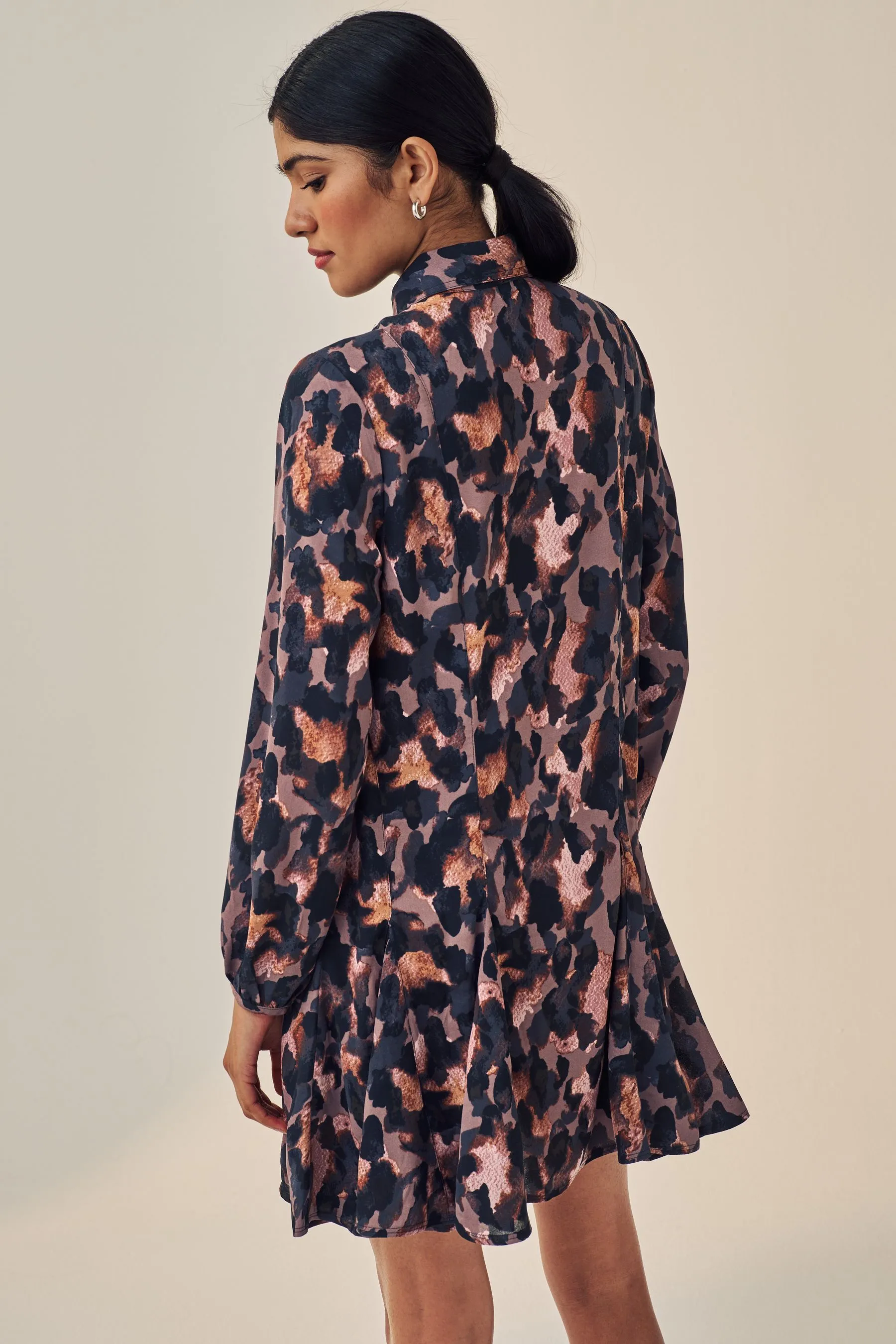 Tie Bow Long Sleeve Mini Dress    