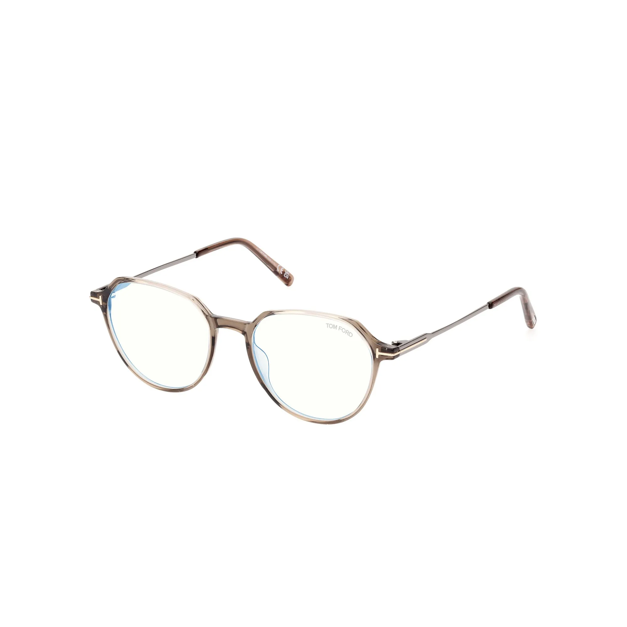   Tom Ford FT 5875-B Blue Filter 045 Marrone Chiaro Lucido | Occhiale Da Vista Uomo 
