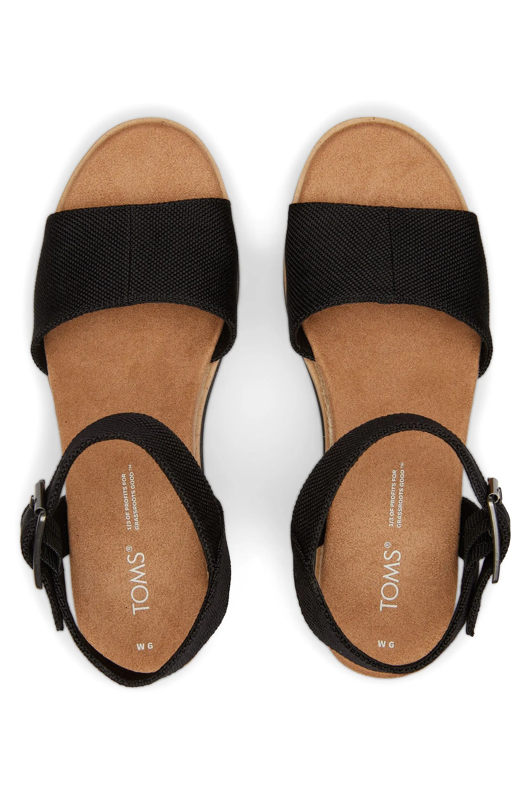 TOMS Diana Wedge Sandals in Black - Tela    