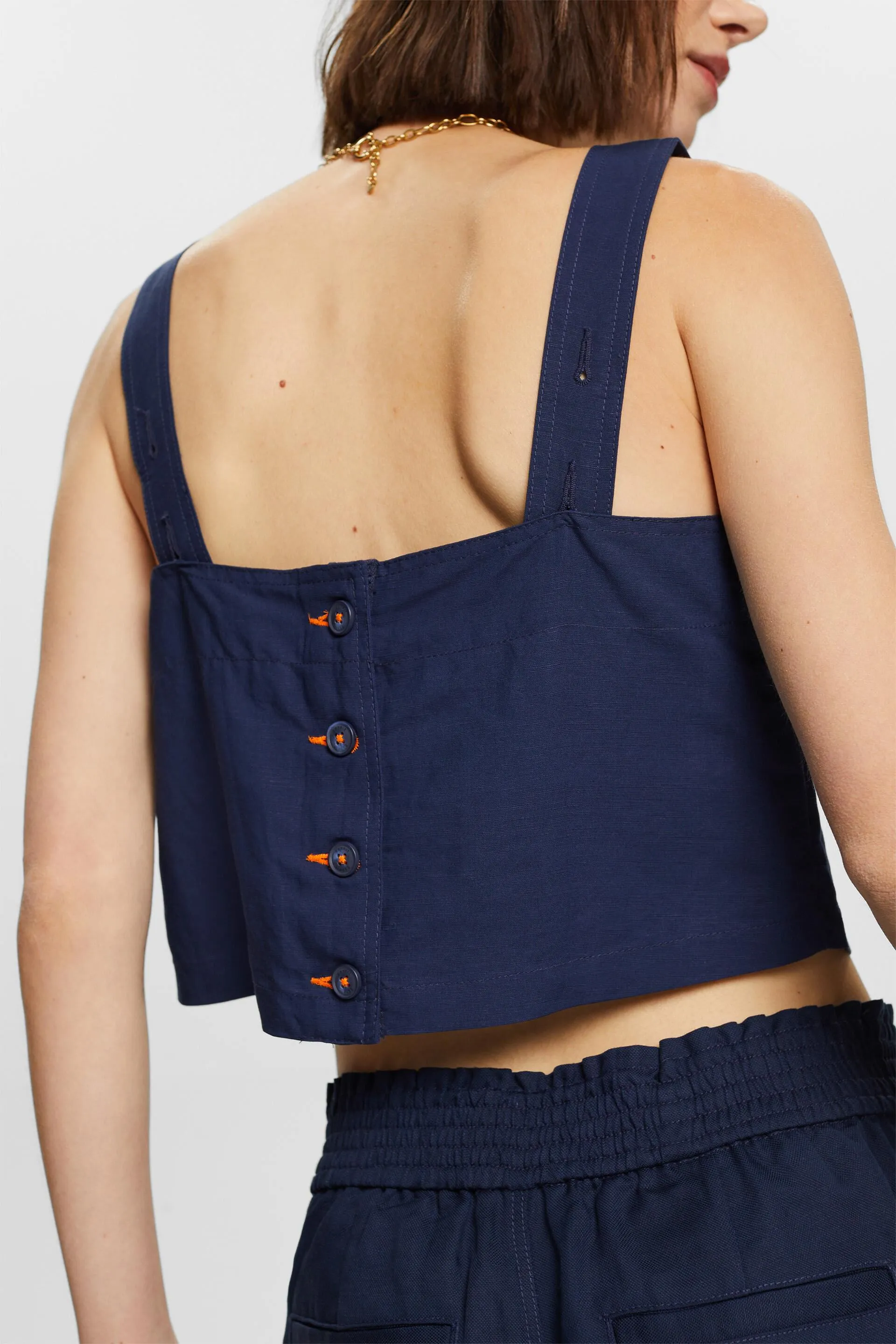 Top a camicetta cropped, misto lino