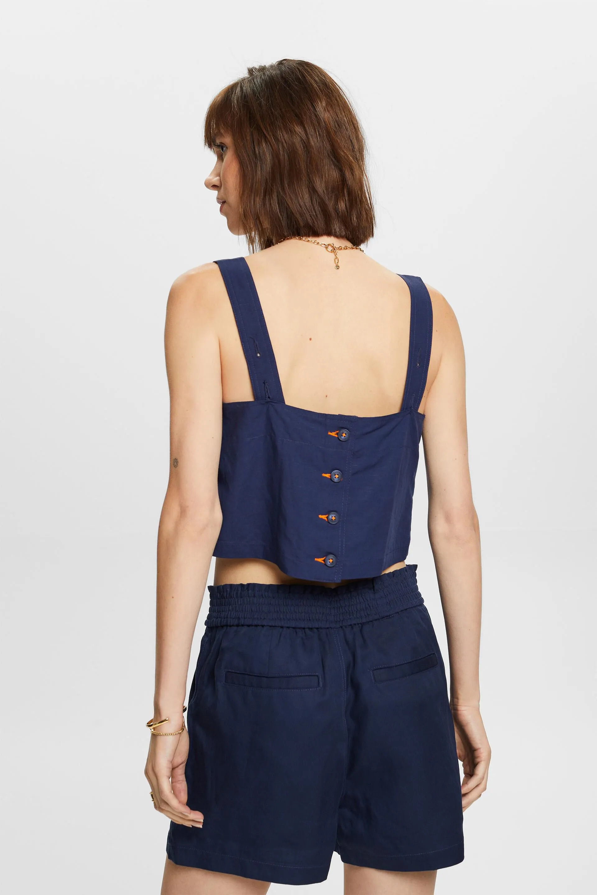 Top a camicetta cropped, misto lino