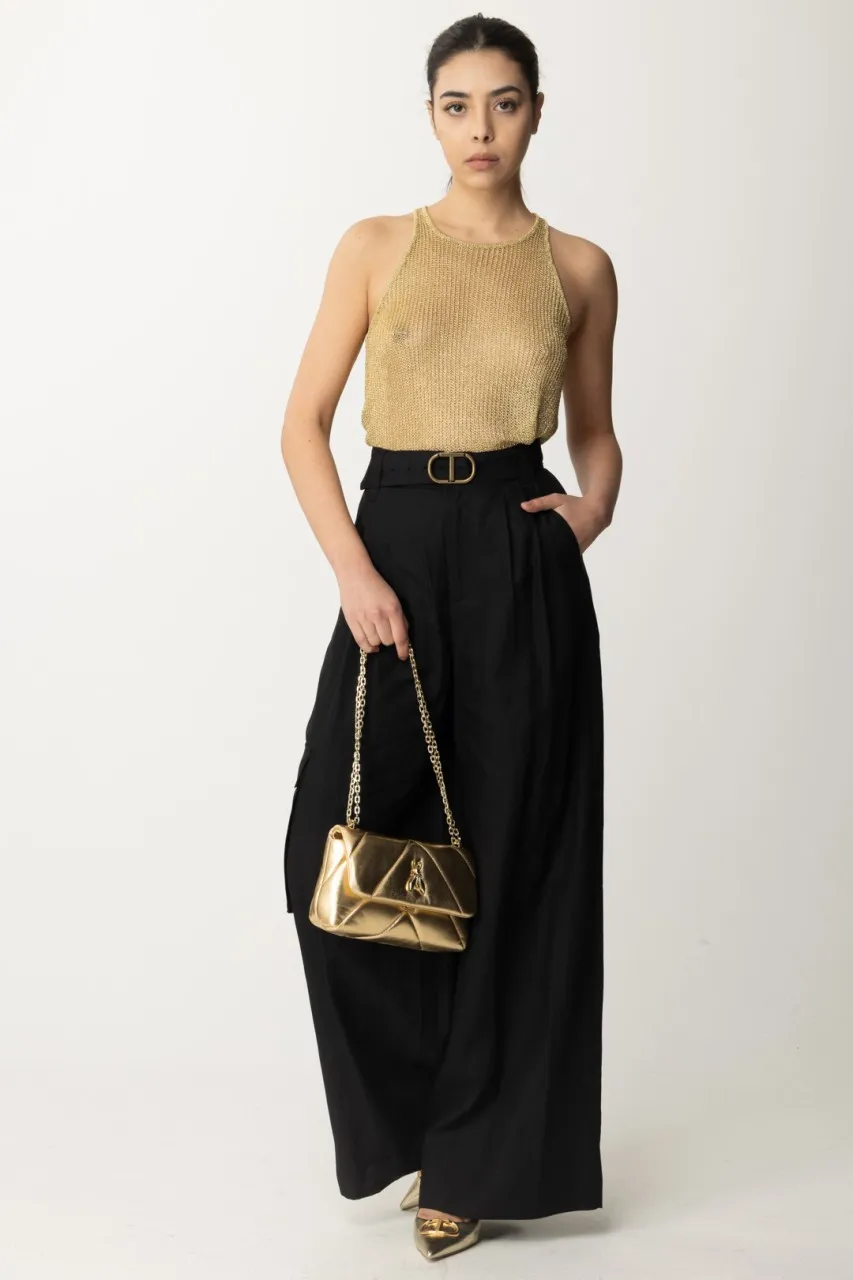 Top in maglia in rete Gold
