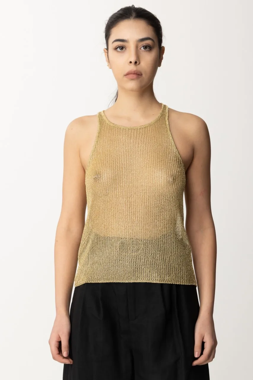 Top in maglia in rete Gold