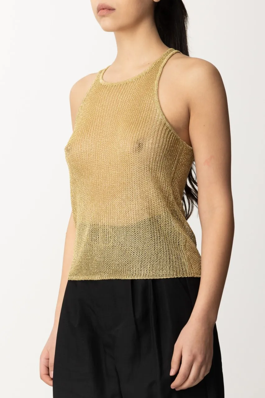 Top in maglia in rete Gold